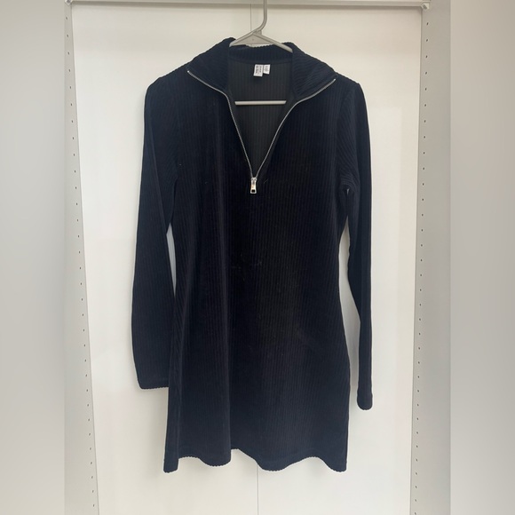 & Other Stories - Zip Collar Velour Mini Dress - S - Picture 2 of 5